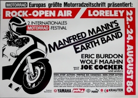 MOTORRAD FESTIVAL - 1986 - Plakat - Joe Cocker - Eric Burdon - Poster - Lorely