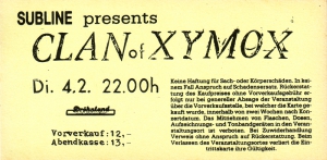 CLAN of XYMOX - 1986 - Konzerkarte - In Concert - Ticket - Nrnberg