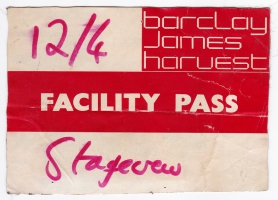 BARCLAY JAMES HARVEST - 1982 - Facility Pass - Spring Tour - Karlsruhe
