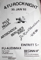 FU ROCK NIGHT 4. - 1982 - Konzertplakat - UKW - Pille Palle - Berlin - Weiss