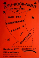 FU ROCK NIGHT 2. - 1981 - Konzertplakat - Franz K - Overload - Berlin - Rot