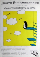 ERSTE FLUGVERSUCHE - 1986 - Junges Theaterfestival - Poster - Dsseldorf