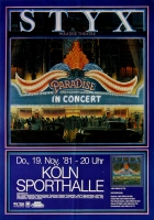 STYX - 1981 - Plakat - In Concert - Pardise Theatre Tour - Poster - Kln