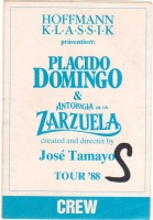 DOMINGO, PLACIDO - 1988 - Crew Pass - World Tour - Stuttgart
