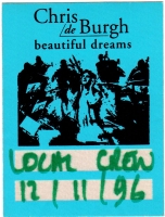 DE BURGH, CHRIS - 1996 - Local Crew Pass - Beatiful Dreams Tour - Stuttgart