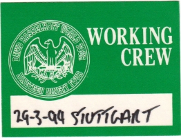 HASSELHOFF, DAVID - 1994 - Workig Crew Pass - World Tour - Stuttgart