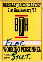 BARCLAY JAMES HARVEST - 1987 - Working Pass - Face to Face Tour - Stuttgart