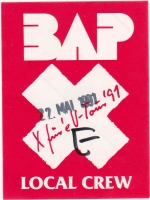 BAP - 1991 - Local Crew Pass - X füre U Tour - Stuttgart - B