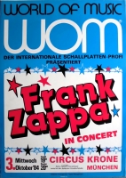 ZAPPA, FRANK - 1984 - Plakat - In Concert Tour - Poster - Mnchen
