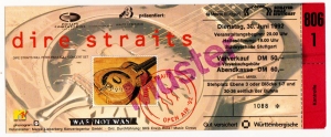 DIRE STRAITS - 1992 - Ticket - Eintrittskarte - Open Air - Stuttgart - Muster