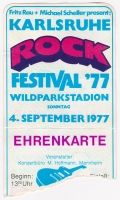 ROCK FESTIVAL - 1977 - Ticket - Thin Lizzy - Lindenberg - Gallagher - Karlsruhe