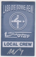 FANTASTISCHEN VIER - 1992 - Backstage Pass - Crew - Lass die Sonne... Tour