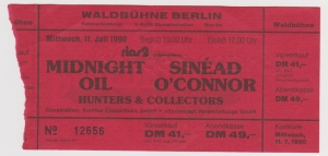 MIDNIGHT OIL - 1990 - Ticket - Sinead OConnor - Blue Sky Mining Tour - Berlin