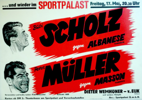 BOXEN - Plakat - Bubi Scholz - Peter Müller - 1957 - Poster - (Reprint)