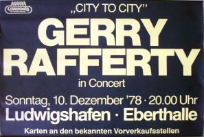 RAFFERTY, GERRY - 1978 - Plakat - Concert - City to City Tour - Poster - Ludwigshafen