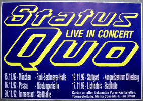 STATUS QUO - 1992 - Live in Concert - Rock Til You Drop Tour - Poster