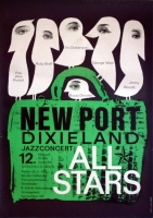 NEW PORT DIXIELAND - 1961 - Plakat - Jazz - Gnther Kieser - Poster - Kln
