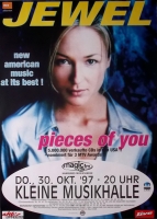 JEWEL - 1997 - Konzertplakat - Concert - Pieces of You - Tourposter - Hamburg