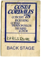 CORDALIS, COSTA - 1979 - Pass - Ricky King - Backstage
