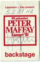 MAFFAY, PETER - 1981 - Pass - Tournee - Backstage