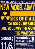 SUPER CRASH - 1995 - Plakat - New Model Army - Sick of it All - Poster - Rendsbu