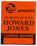 JONES, HOWARD - 1984 - Backstage Pass - Human's Lib Tour - Hamburg