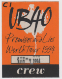 UB40 - UB 40 - 1994 - Backstage Pass - Crew - Promises and Lies Tour - Dresden