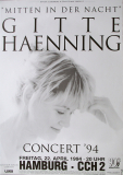 HAENNING, GITTE - 1994 - In Concert - Mitten in der nacht Tour - Poster - Hamburg