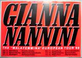 NANNINI, GIANNA - 1988 - In Concert - Malafemmina European Tour - Poster - B