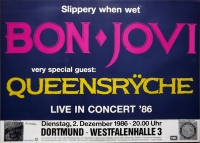 BON JOVI - 1986 - Concert - Queensryche - Sleepery.... Tour - Poster - Dortmund