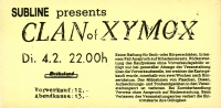 CLAN of XYMOX - 1986 - Konzerkarte - In Concert - Ticket - Nürnberg