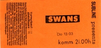 SWANS - 1986 - Konzerkarte - Concert - Ticket - Nrnberg