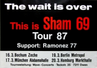 SHAM 69 - 1987 - Plakat - Punk - Oi - Ramonez 77 - Wait is Over Tour - Poster