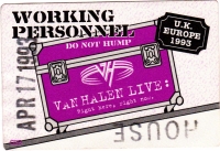 VAN HALEN - 1993 - Working Pass - Right Here Right Now Tour - Stuttgart
