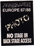 MARILLION - 1987 - Photo Pass - Clutching at Straws Tour - Stuttgart