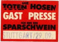 TOTEN HOSEN - 1990 - Presse Pass - Auf dem Kreuzzug ins.. Tour - Stuttgart