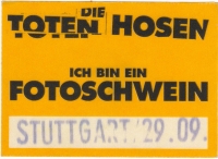 TOTEN HOSEN - 1990 - Foto Pass - Auf dem Kreuzzug ins.. Tour - Stuttgart