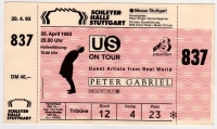 GABRIEL, PETER - GENESIS - 1993 - Ticket - Eintrittskarte - US Tour - Stuttgart***