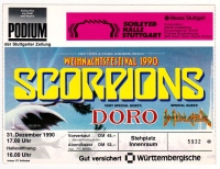 SCORPIONS - 1990 - Ticket - Eintrittskarte - Doro - Weihnachtsfestival - Stuttga