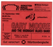 MOORE, GARY - 1992 - Ticket - Eintrittskarte - In Concert - Stuttgart - B