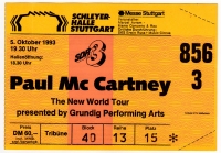 McCARTNEY, PAUL - BEATLES - 1993 - Ticket - New World Tour - Stuttgart