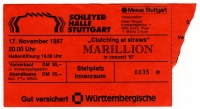 MARILLION - 1987 - Ticket - Eintrittskarte - Clutching at Straws - Stuttgart