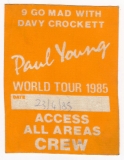 YOUNG, PAUL - 1985 - Local Crew Pass - World Tour - Hamburg