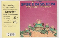 PRINZEN - 1992 - Ticket - Einrtittskarte - Das Leben ist Grausam Tour - Dresden