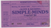 SIMPLE MINDS - 1986 - Ticket - Einrtittskarte - Alive & Kicking Tour - Berlin