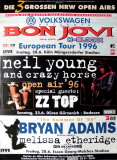 KONZERTKALENDER - 1996 - ZZ Top - Neil Young - Bon Jovi - Bryan Adams - Poster