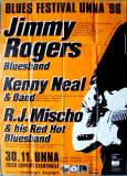 BLUES FESTIVAL - 1996 - Jimmy Rogers - Kenny Neal - R.J.Mischo - Poster - Unna