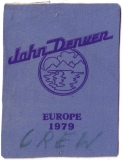 DENVER, JOHN - 1979 - Pass - Crew - Europe Tour