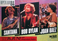 SANTANA - BOB DYLAN - JOAN BAEZ - 1984 - Cobncert - Open Air Tour - Poster - Kln
